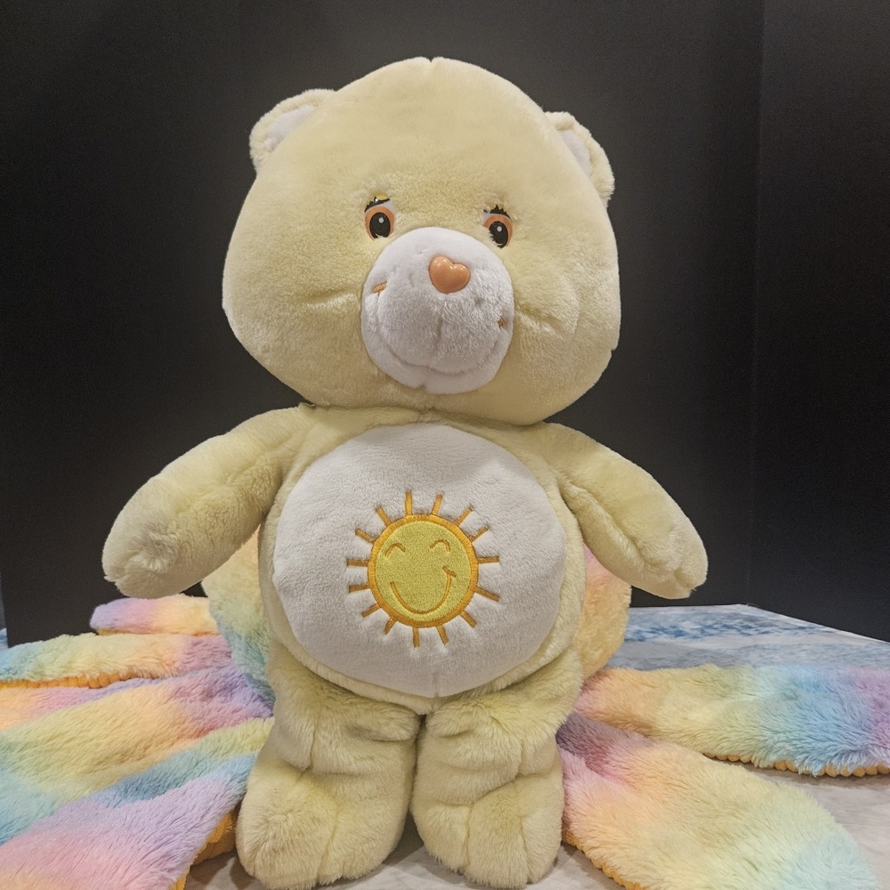 20" Care Bears Sunshine Bear Plush 2003 Vintage Yellow Stuffed Animal Flaw